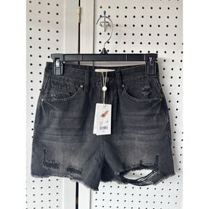 Chelsea & Voilet Size 25 Denim Shorts Black Ripped Distressed Women's Juniors